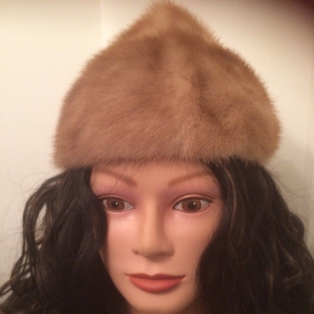 Vintage Mink Hat Hersheys Kiss Pointed Crown Style